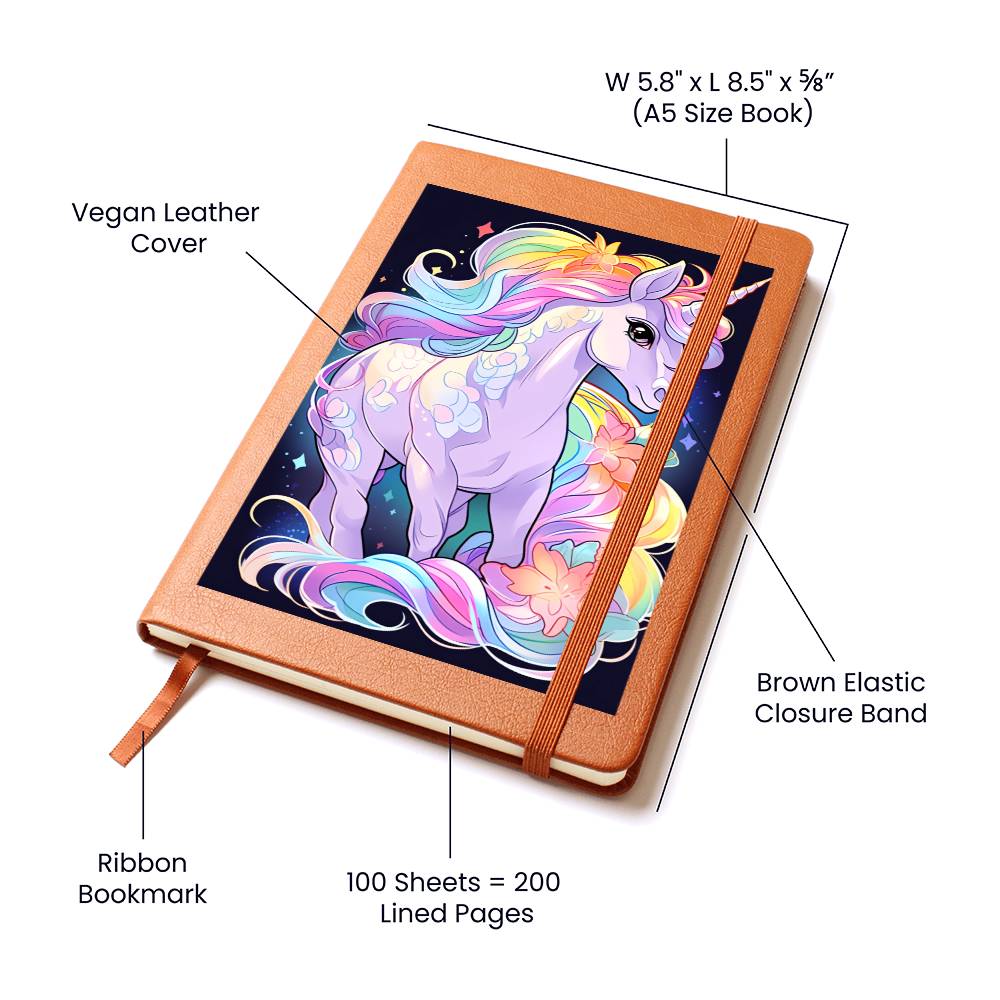Cute Unicorn 121 - Vegan Leather Journal