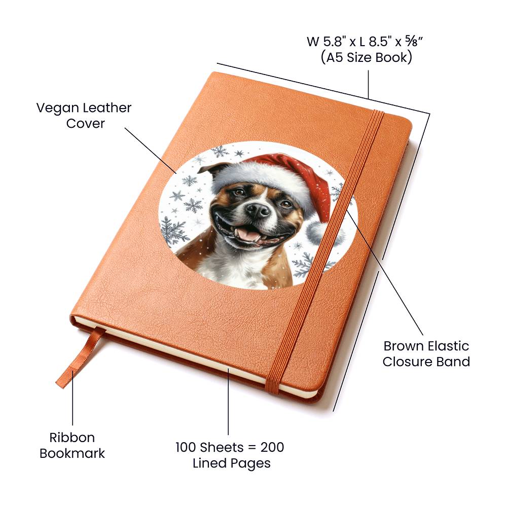 Christmas Dog - Staffordshire Bull Terrier - Vegan Leather Journal
