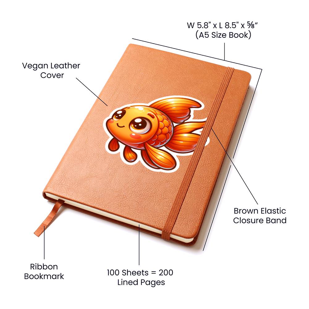 Cute Goldfish sticker 49 - Vegan Leather Journal