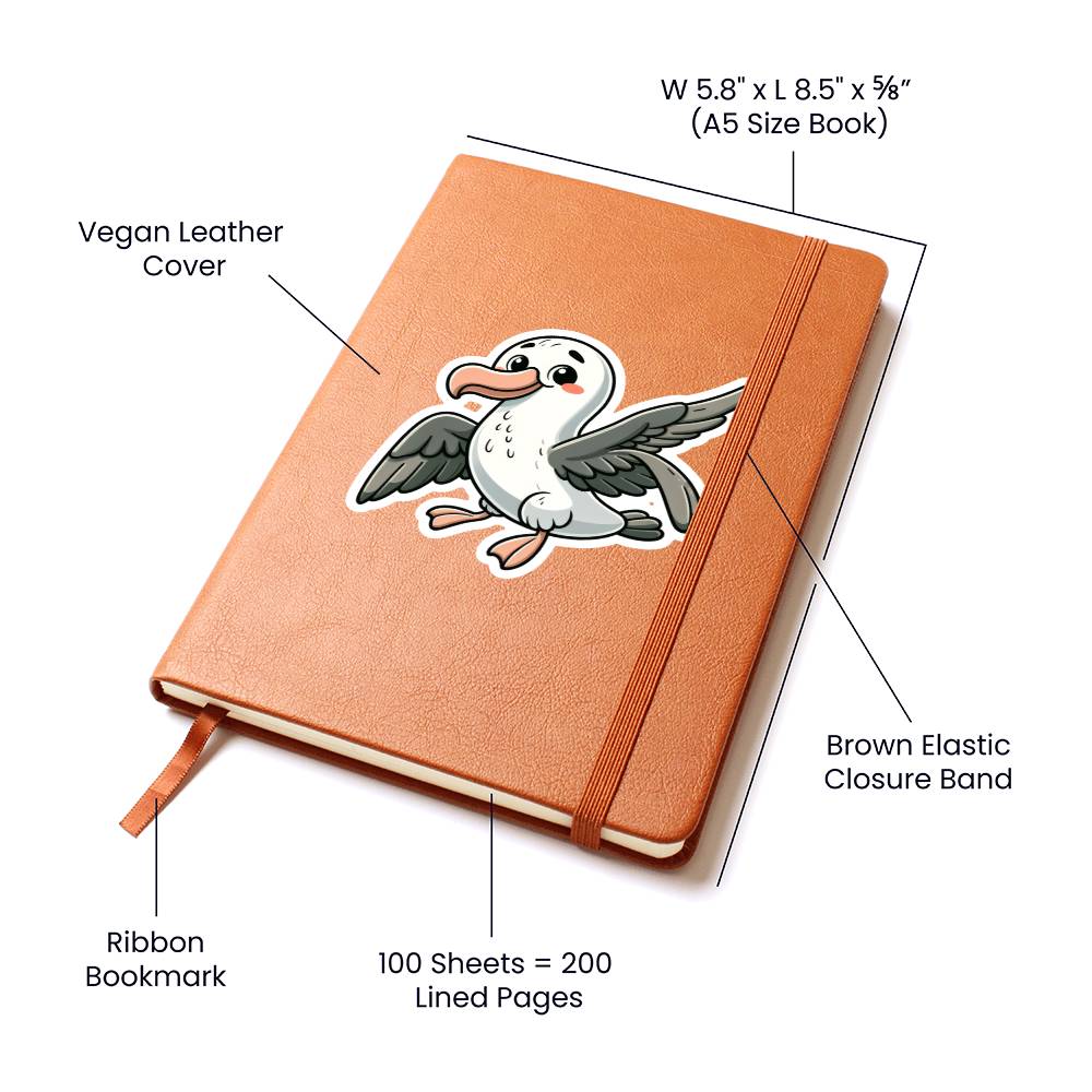 Cute Albatross sticker 03 - Vegan Leather Journal