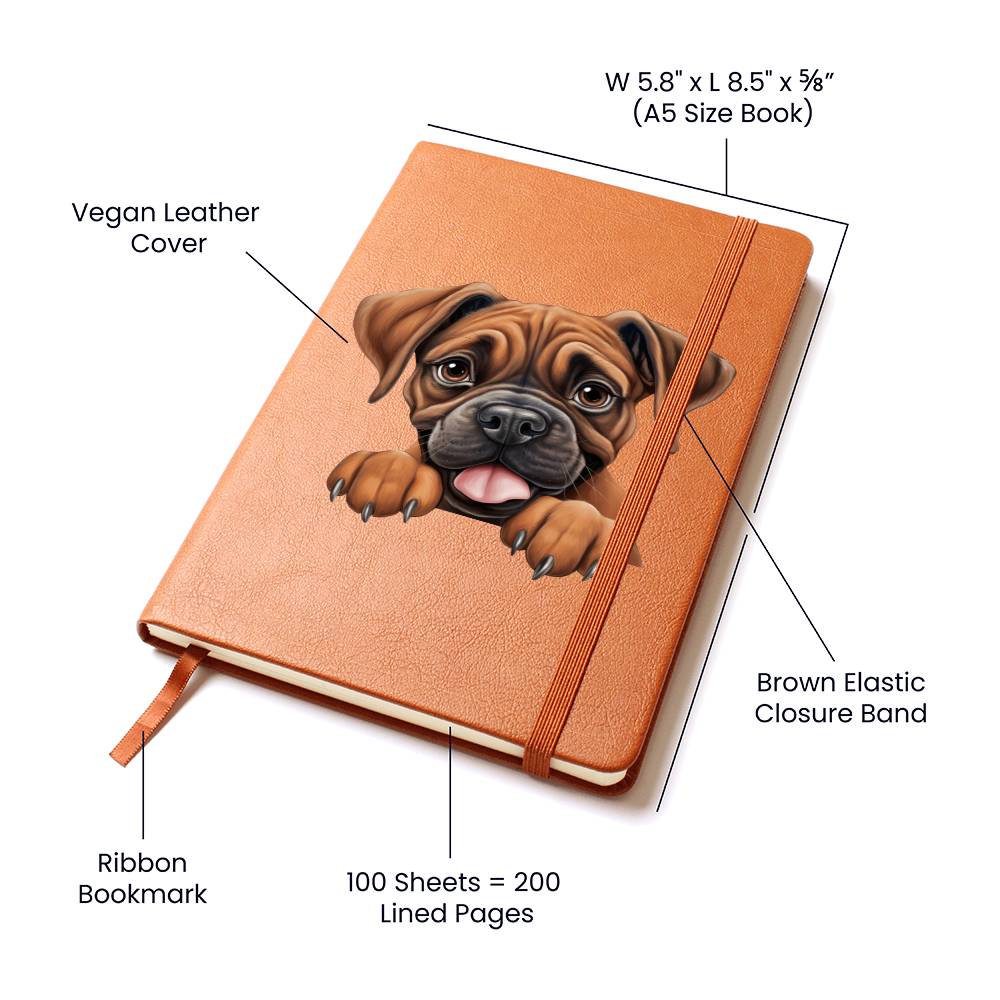 Boxer Peeking - Vegan Leather Journal