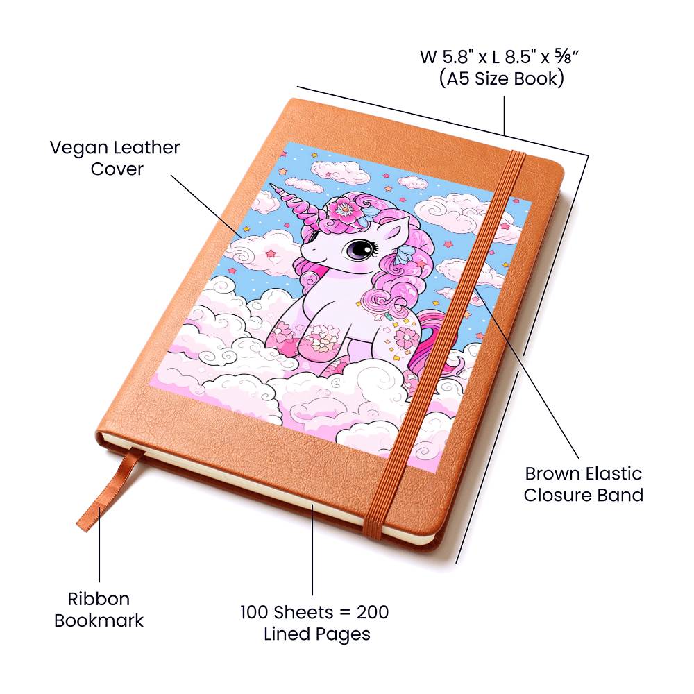 Cute Unicorn 002 - Vegan Leather Journal