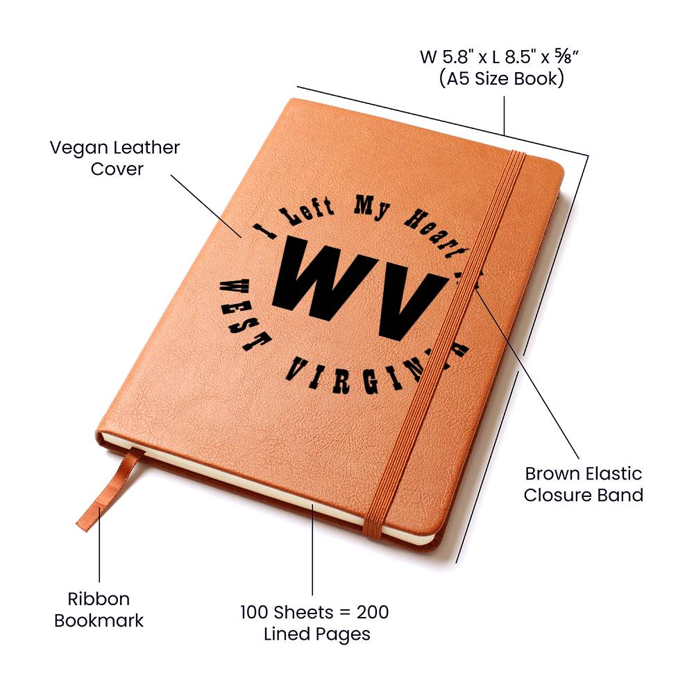 Heart In West Virginia v01 - Vegan Leather Journal