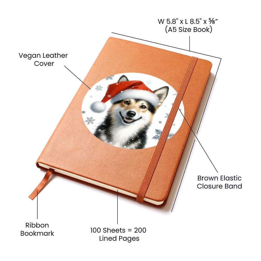 Christmas Dog - Swedish Vallhund - Vegan Leather Journal