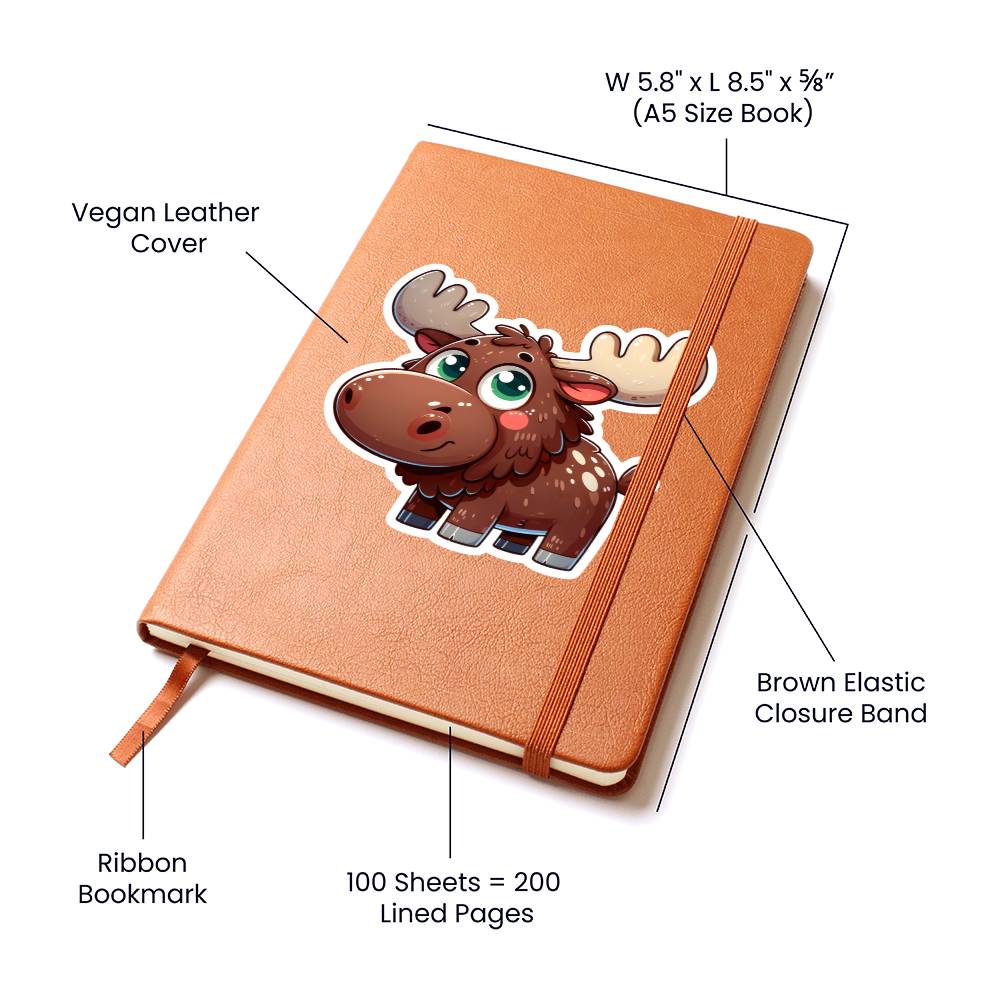 Cute Moose sticker 85 - Vegan Leather Journal