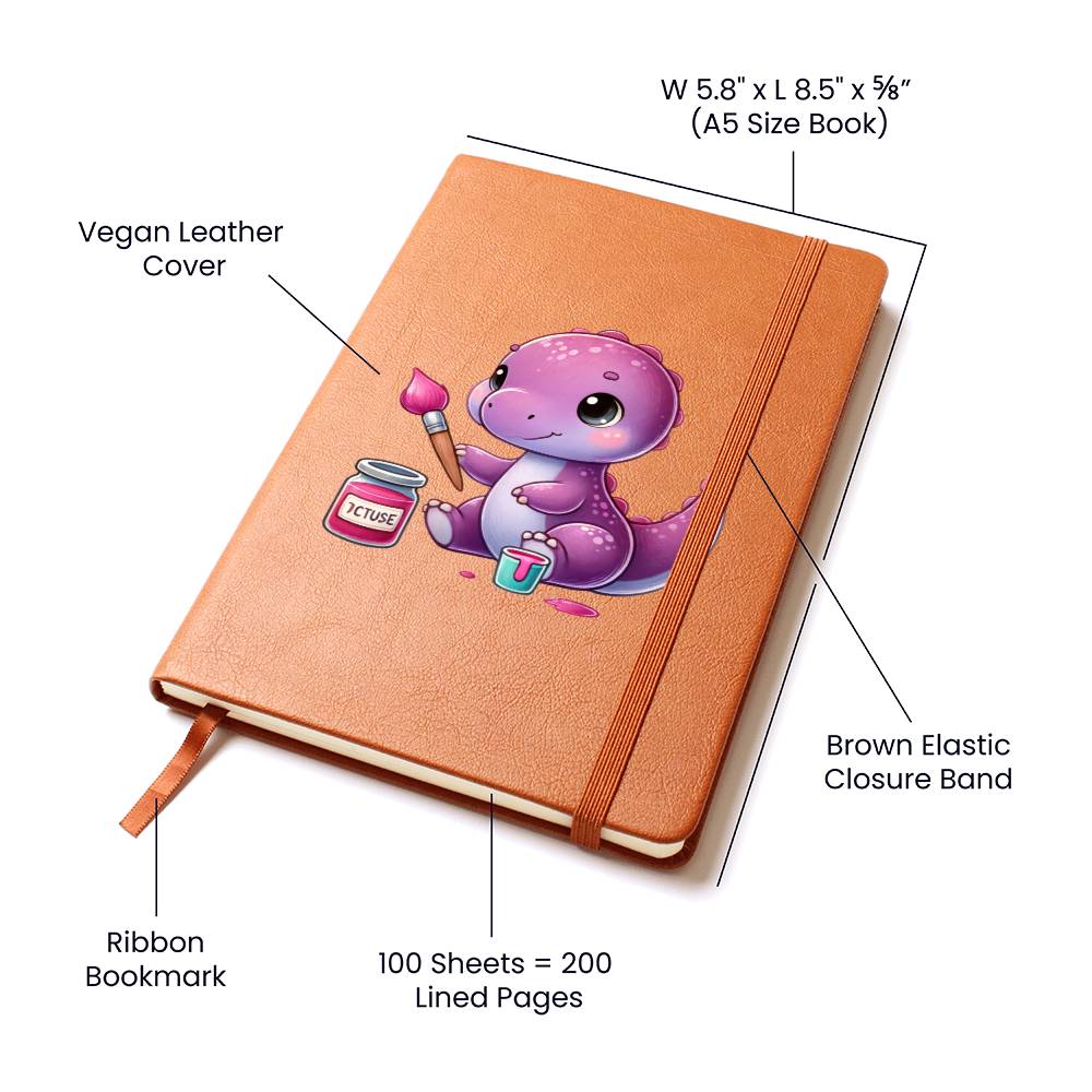 Colorful Baby Dinosaur 049 - Vegan Leather Journal