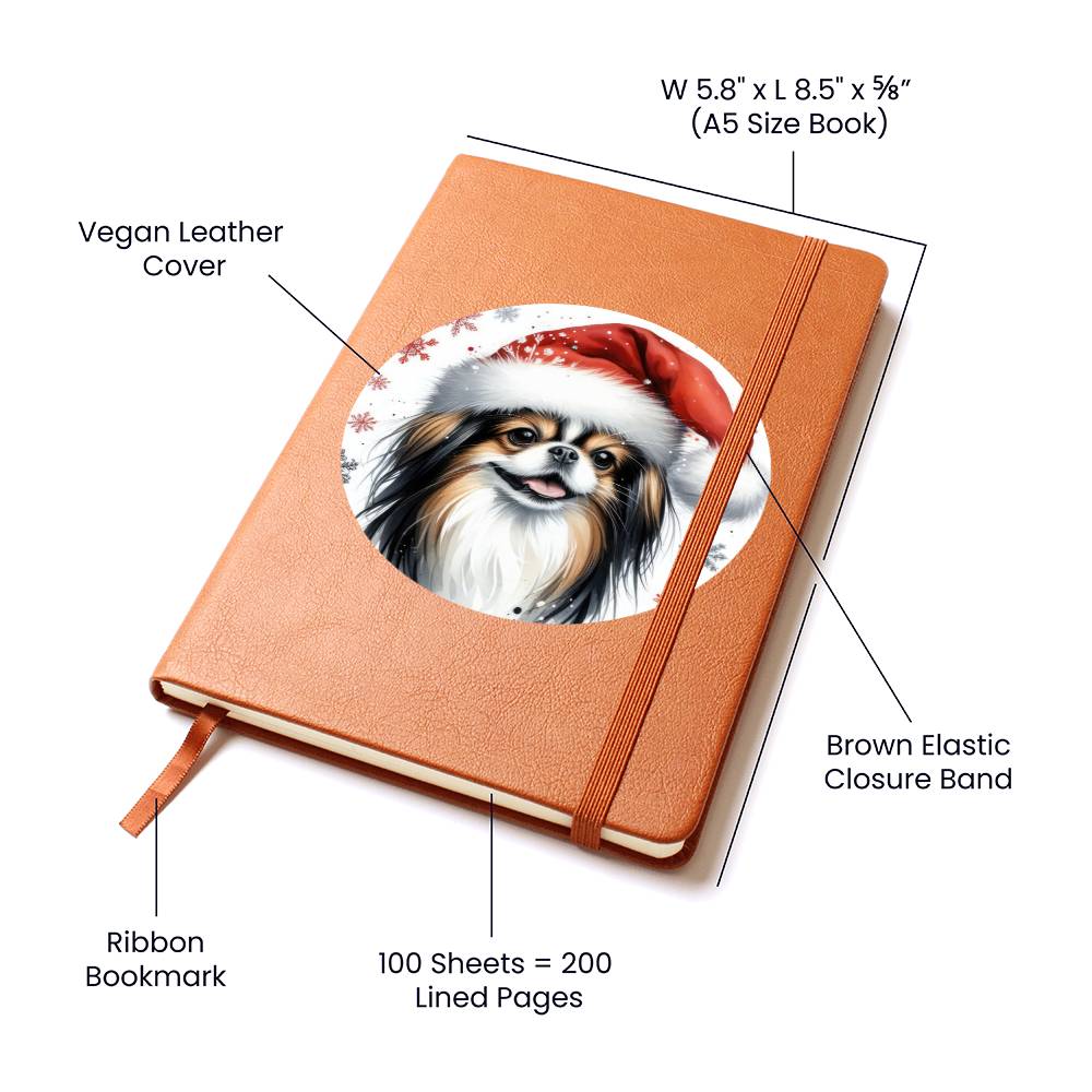 Christmas Dog - Japanese Chin - Vegan Leather Journal