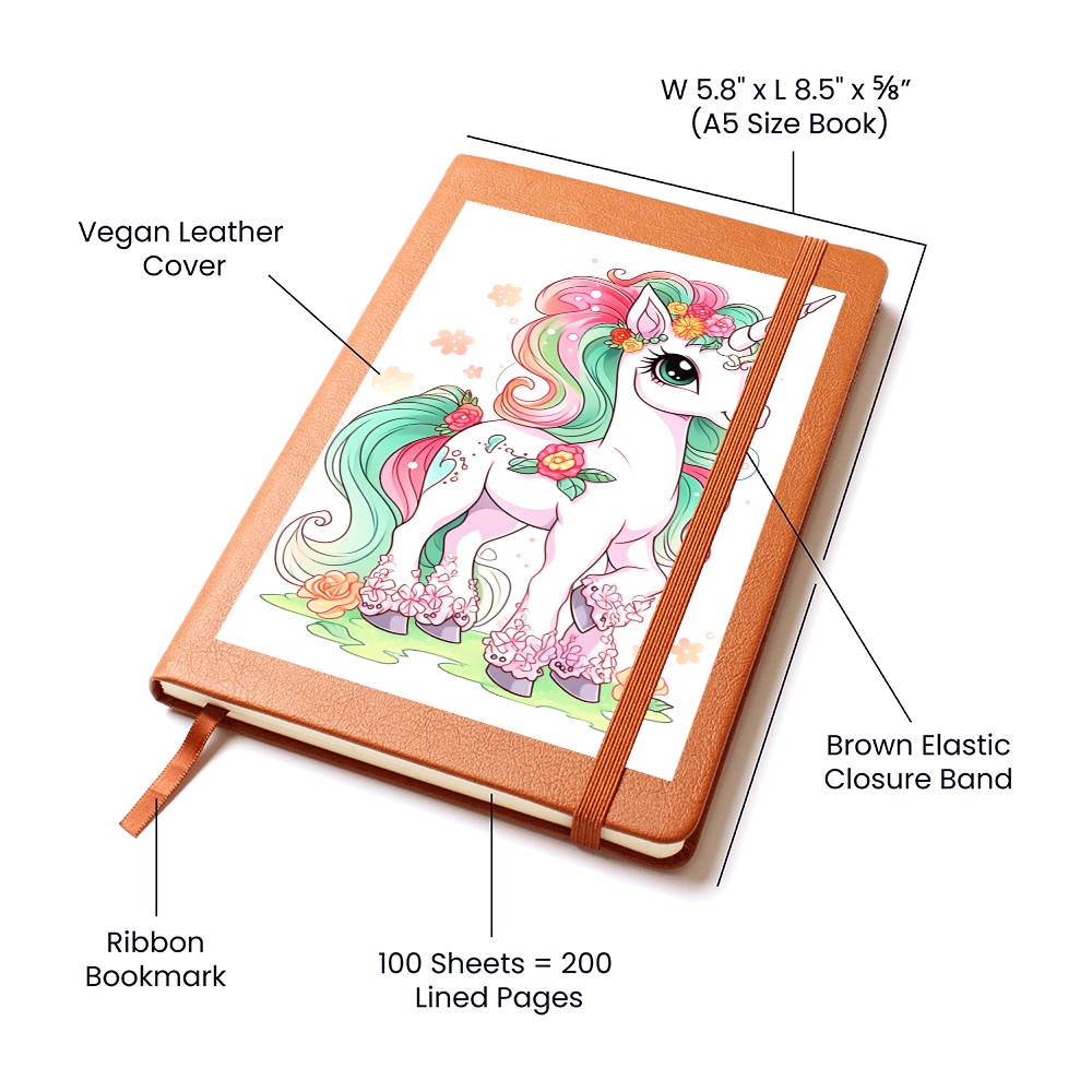 Cute Unicorn 118 - Vegan Leather Journal