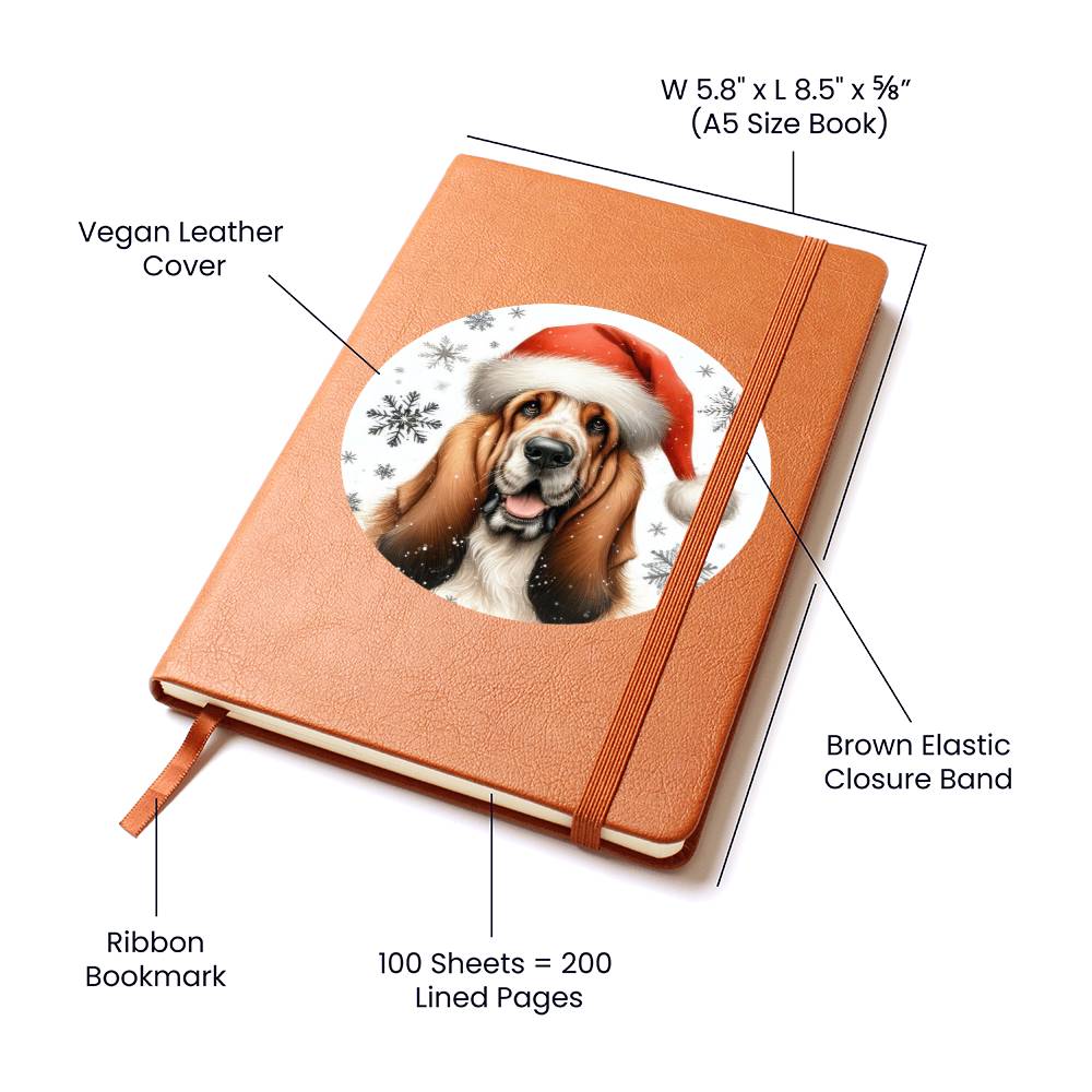 Christmas Dog - Grand Basset Griffon Vendeen - Vegan Leather Journal