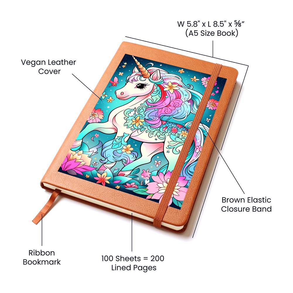 Cute Unicorn 056 - Vegan Leather Journal