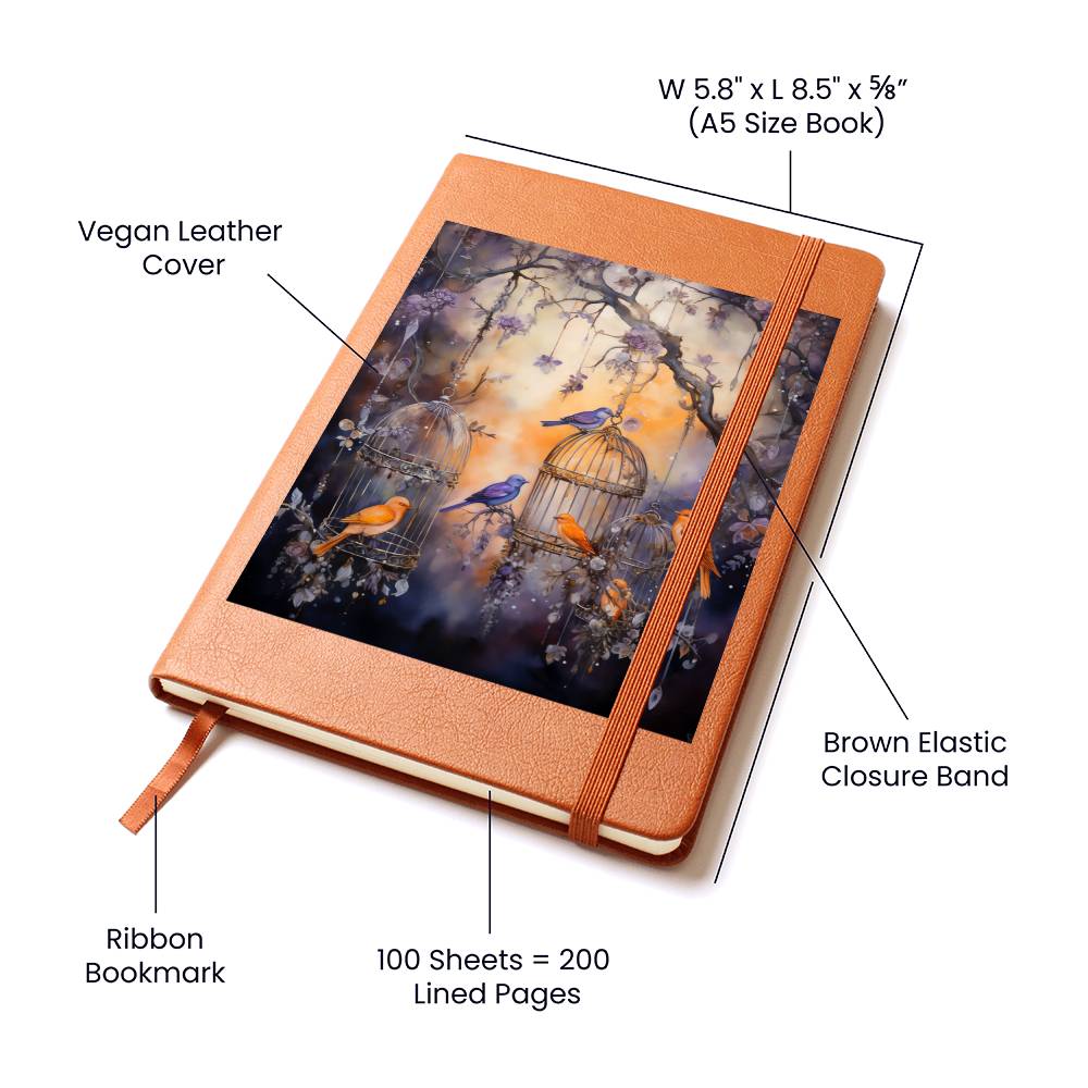 Birds And Floral Design 127 - Vegan Leather Journal