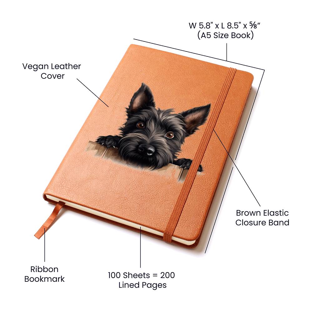 Scottish Terrier Peeking - Vegan Leather Journal