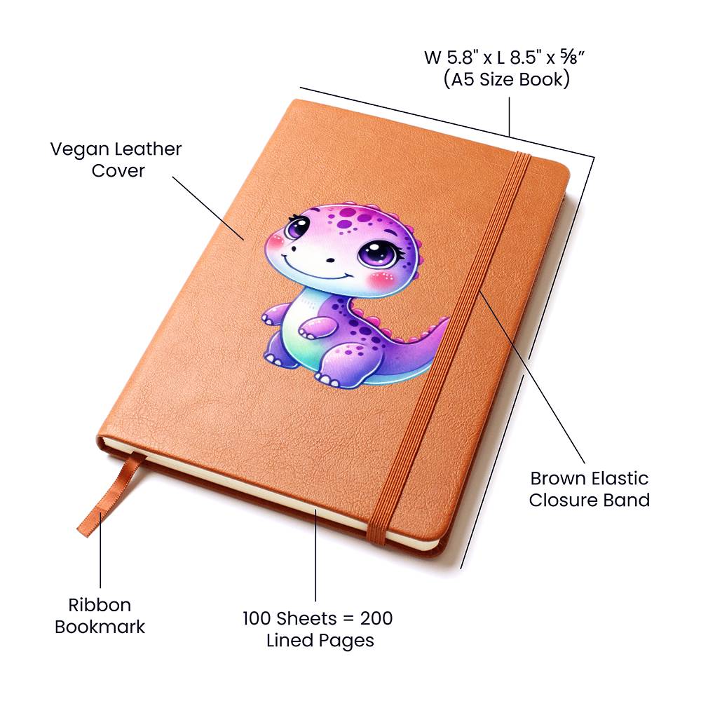 Colorful Baby Dinosaur 065 - Vegan Leather Journal