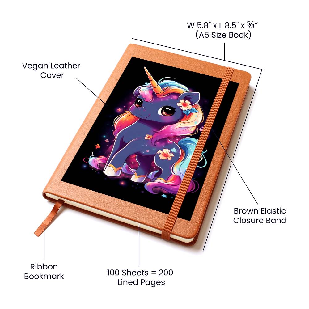 Cute Unicorn 012 - Vegan Leather Journal