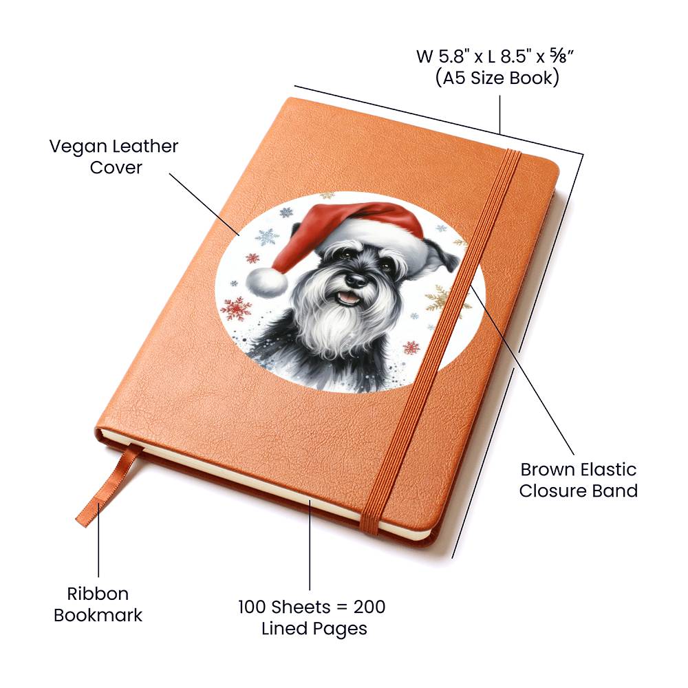Christmas Dog - Standard Schnauzer - Vegan Leather Journal