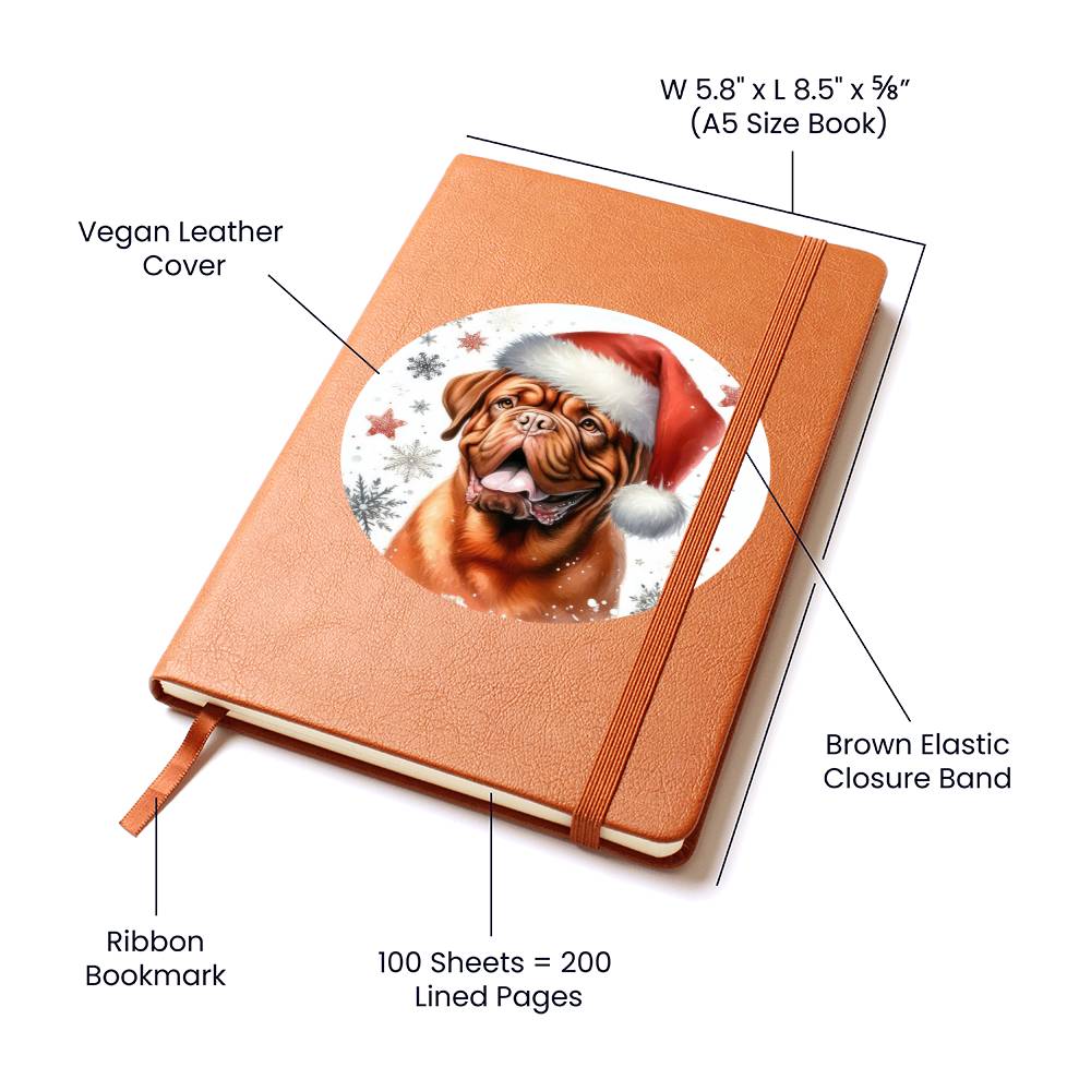 Christmas Dog - Dogue de Bordeaux - Vegan Leather Journal