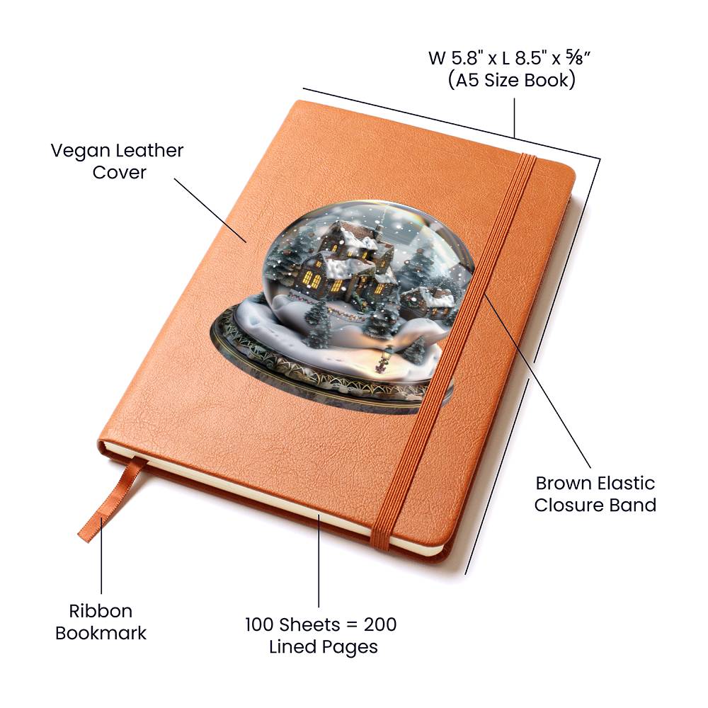 Watercolor Christmas Snow Globe 033 - Vegan Leather Journal