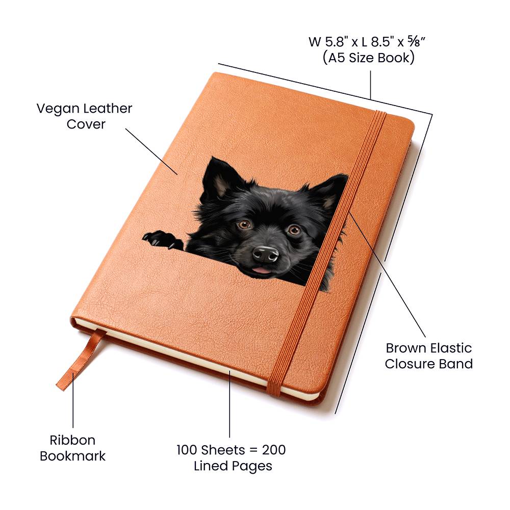 Schipperke Peeking - Vegan Leather Journal