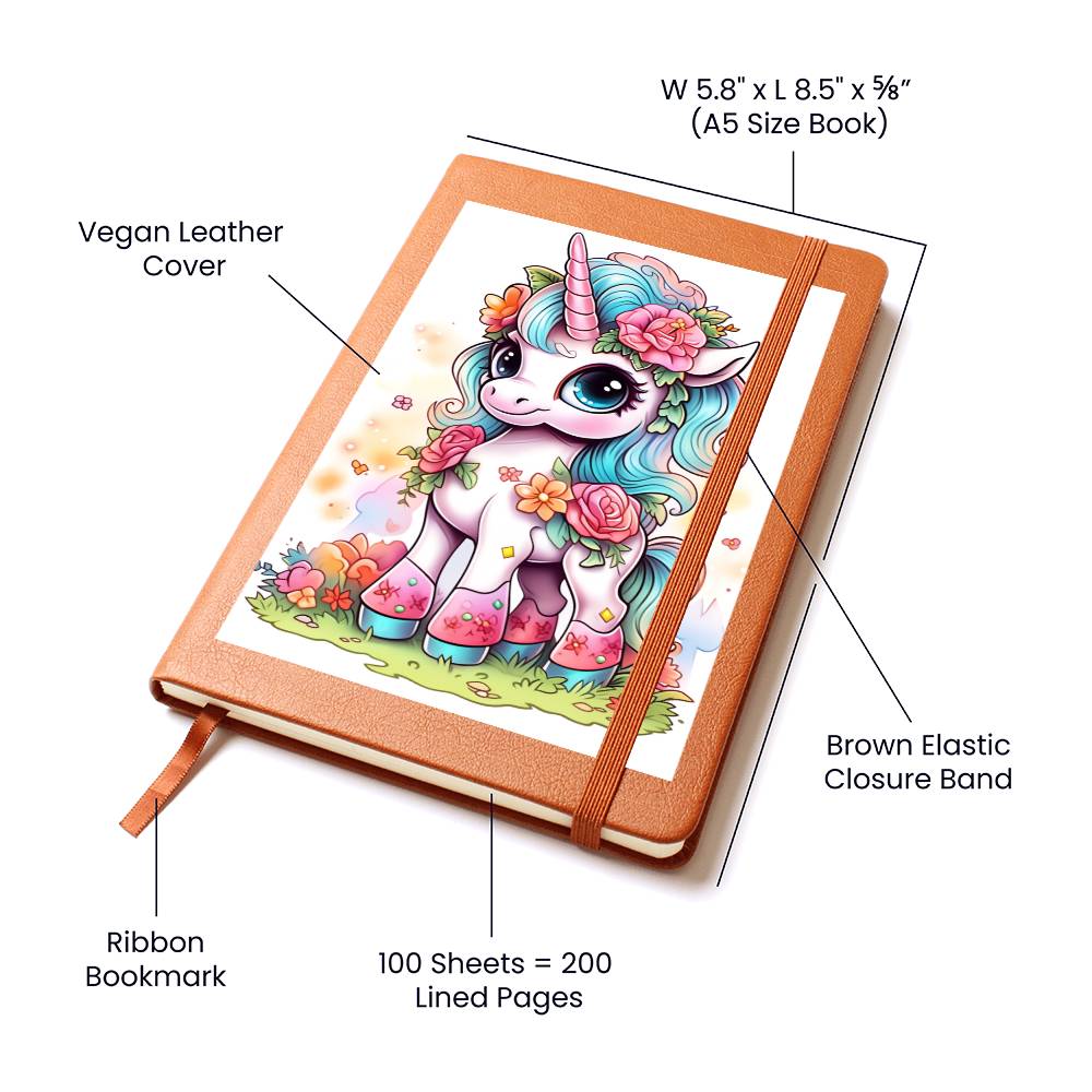 Cute Unicorn 049 - Vegan Leather Journal