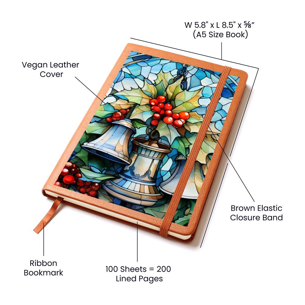 Christmas Stained Glass Design 012 - Vegan Leather Journal