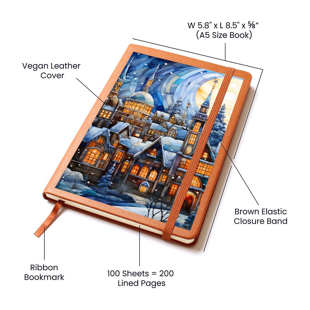 Christmas Stained Glass Design 004 - Vegan Leather Journal