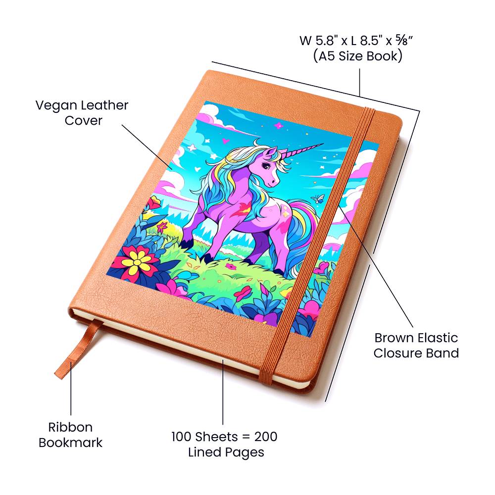 Cute Unicorn 082 - Vegan Leather Journal