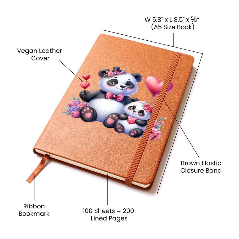 Valentine's Day Panda 006 - Vegan Leather Journal