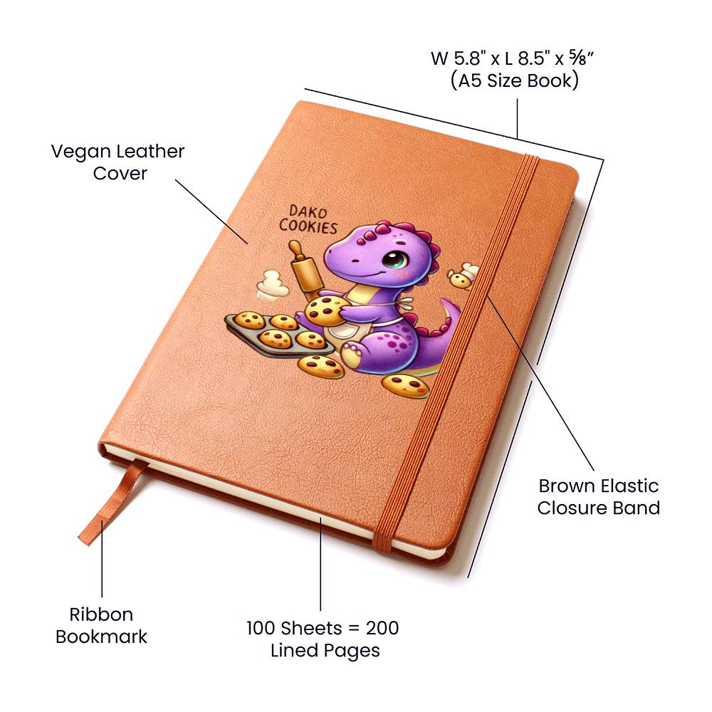 Colorful Baby Dinosaur 091 - Vegan Leather Journal