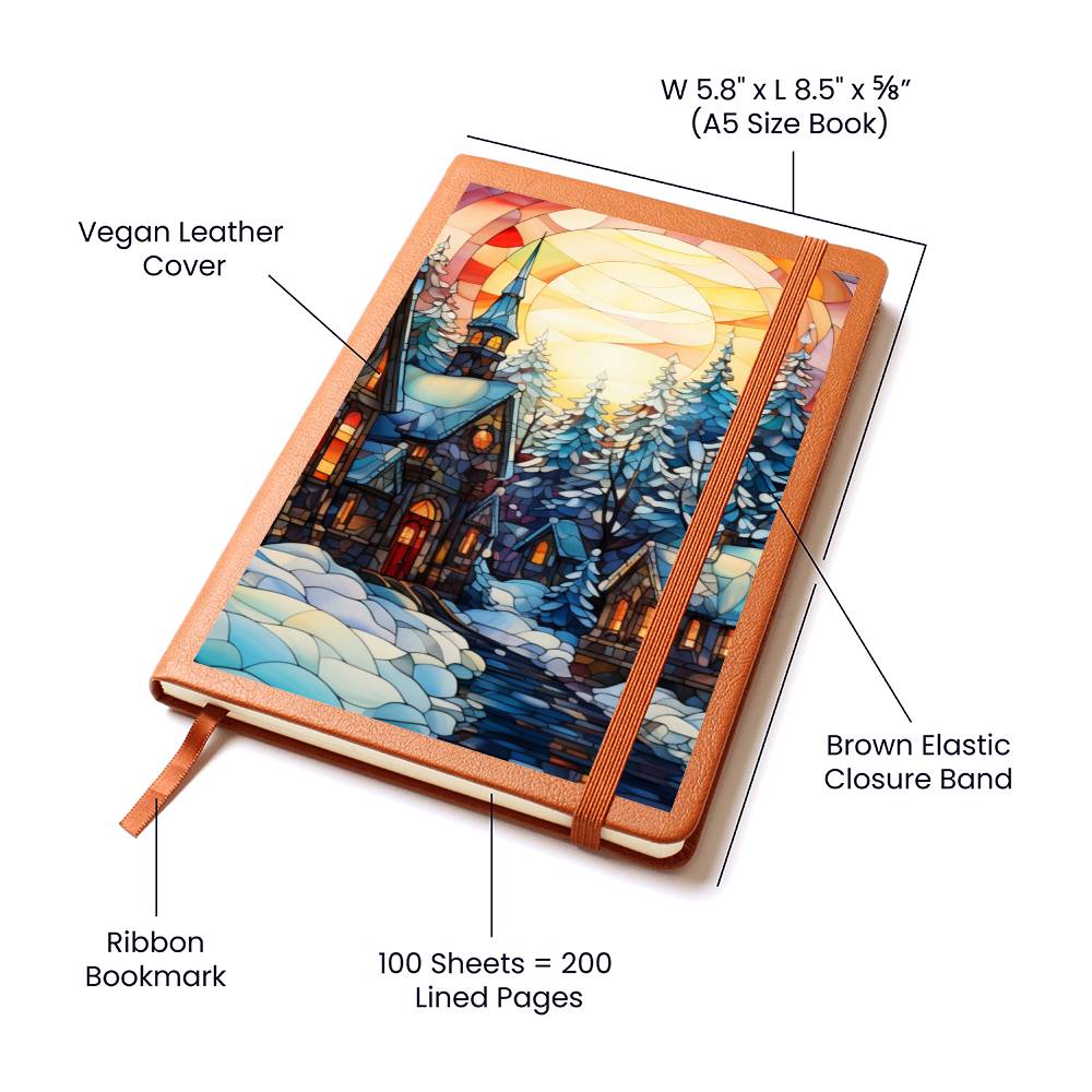 Christmas Stained Glass Design 024 - Vegan Leather Journal
