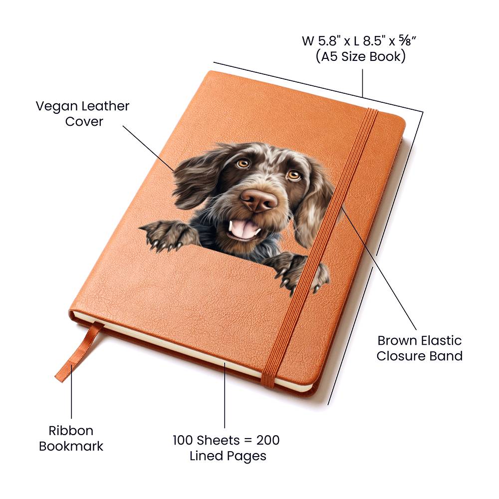 German Wirehaired Pointer Peeking - Vegan Leather Journal