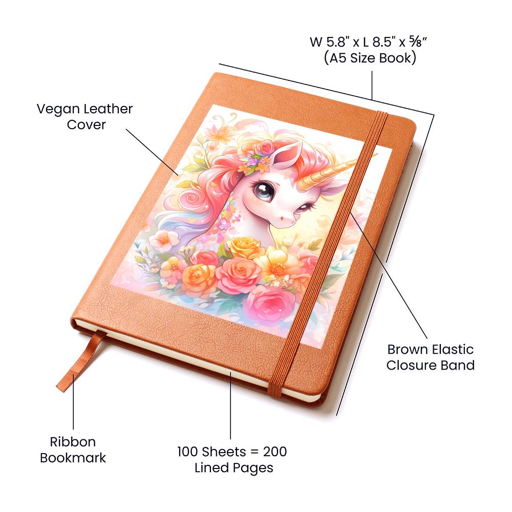 Cute Unicorn 070 - Vegan Leather Journal
