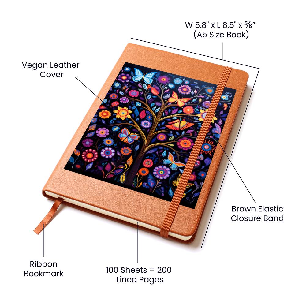 Birds And Floral Design 104 - Vegan Leather Journal