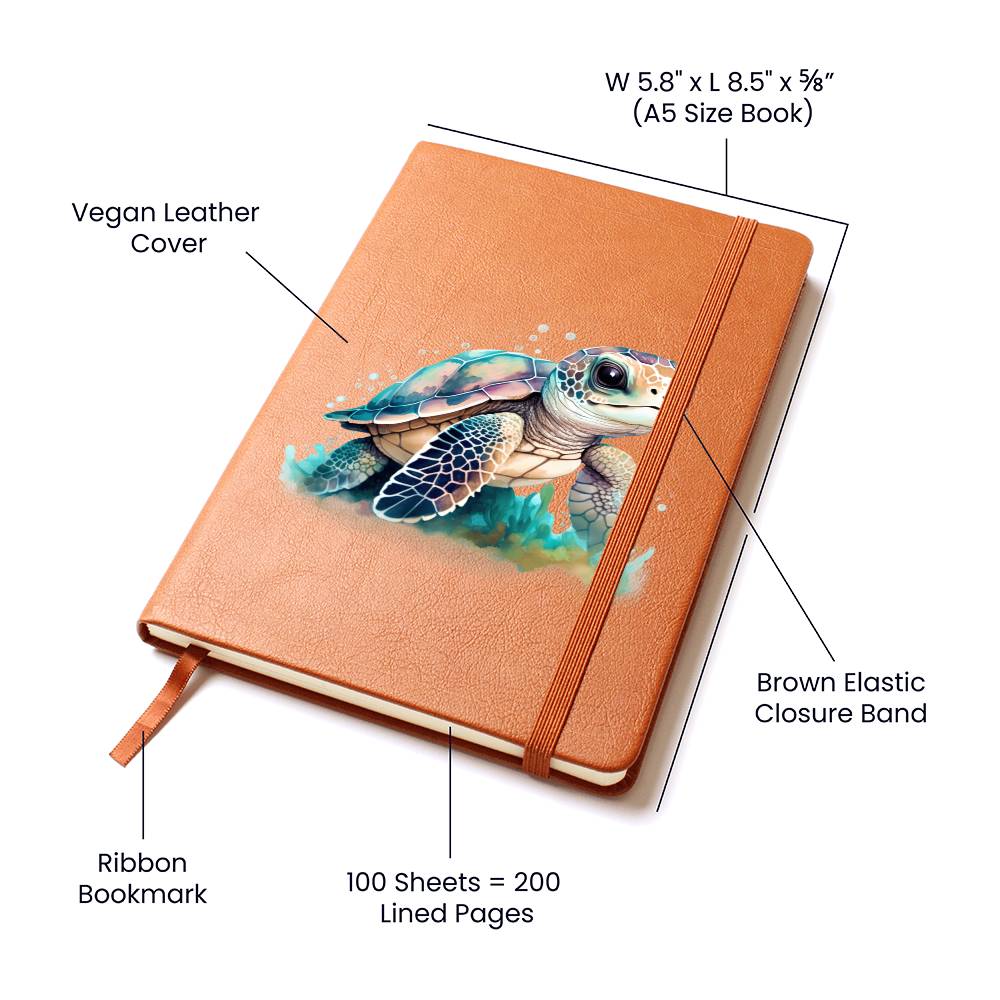 Cute Sea Turtle 014 - Vegan Leather Journal