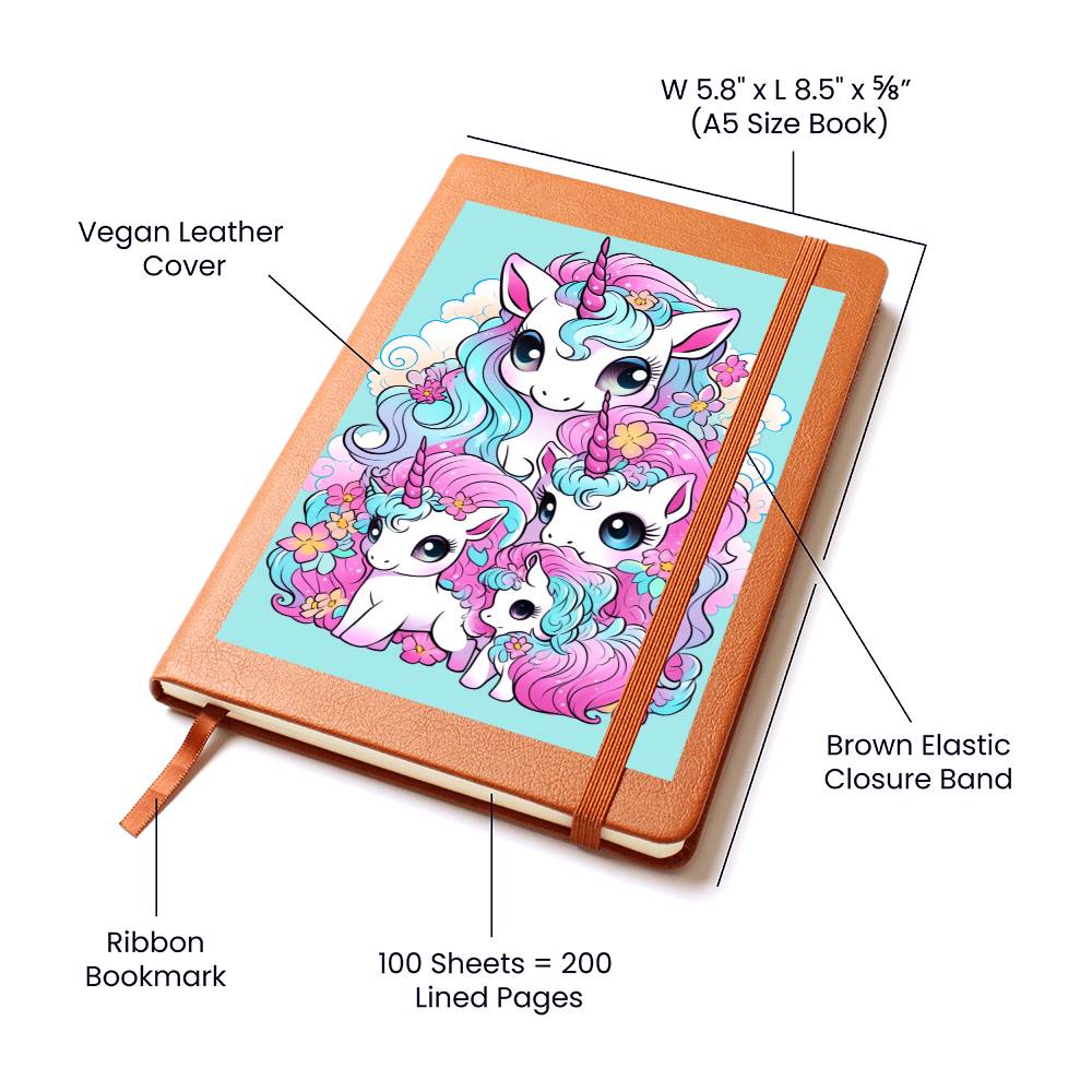 Cute Unicorn 077 - Vegan Leather Journal