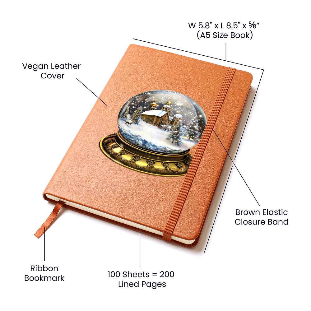 Watercolor Christmas Snow Globe 013 - Vegan Leather Journal