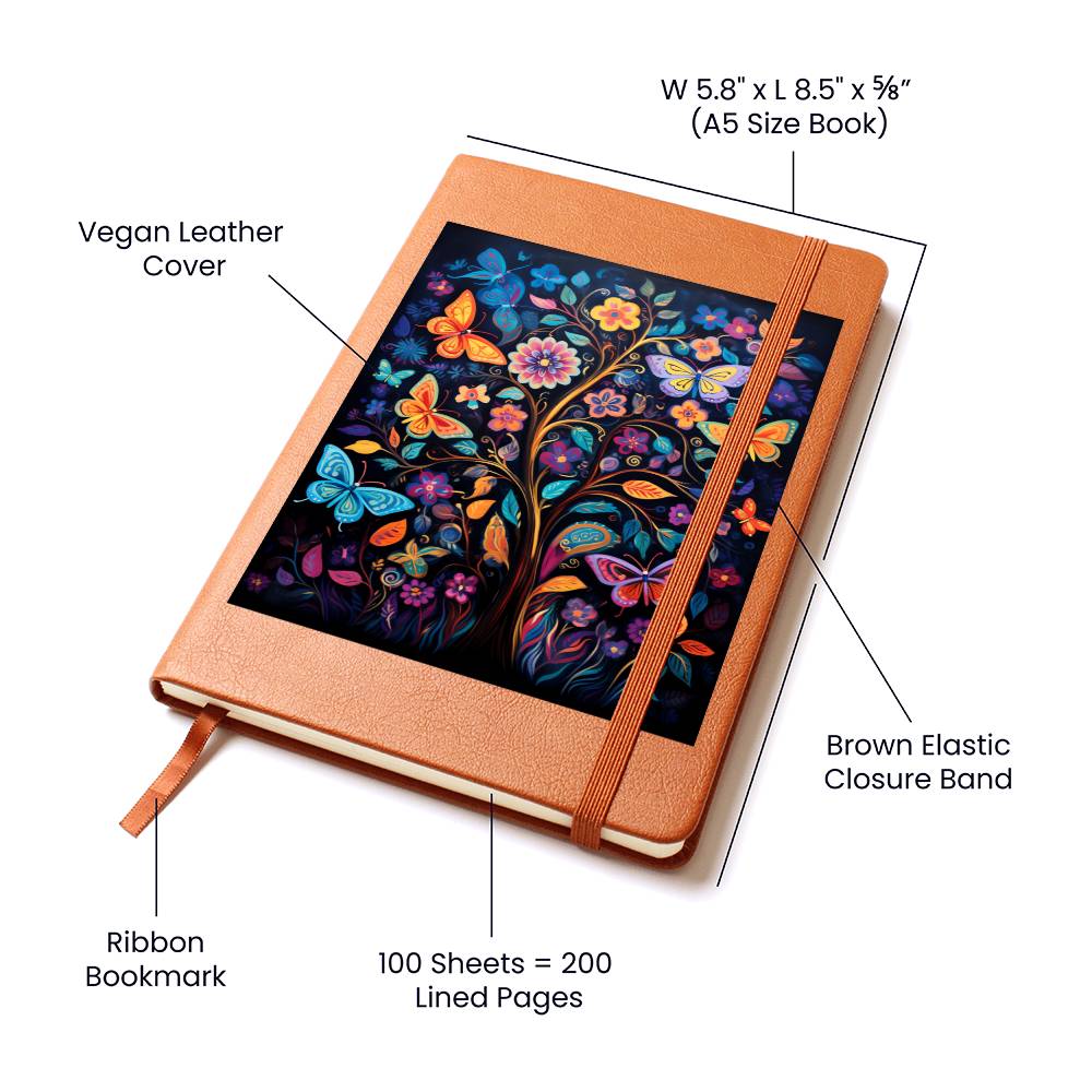 Birds And Floral Design 106 - Vegan Leather Journal