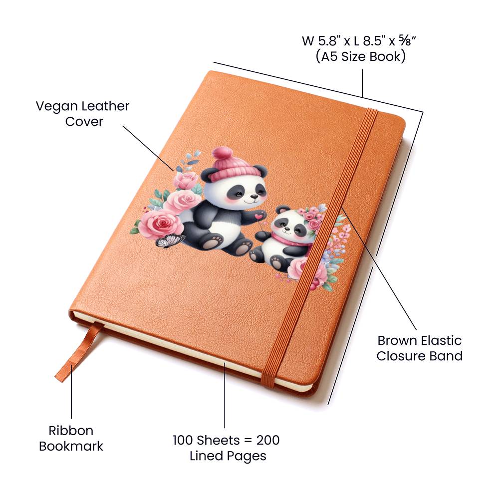 Valentine's Day Panda 022 - Vegan Leather Journal