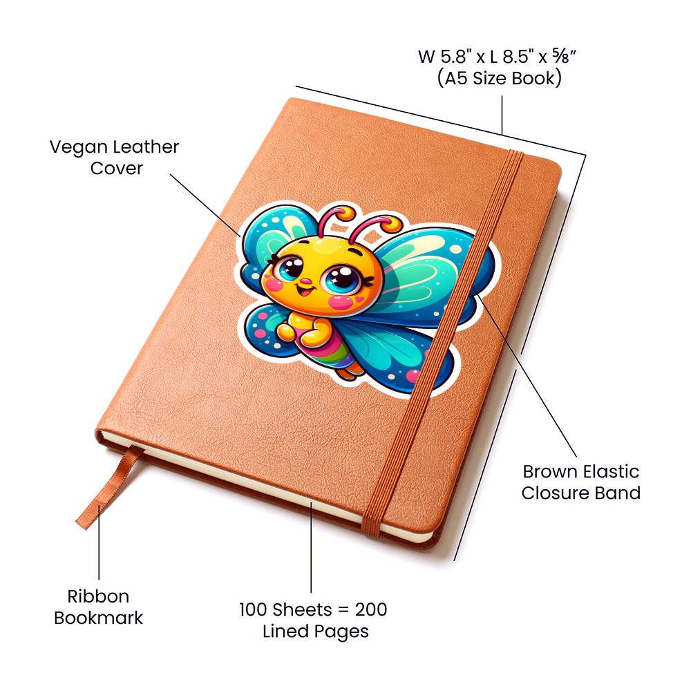 Cute Butterfly sticker 18 - Vegan Leather Journal