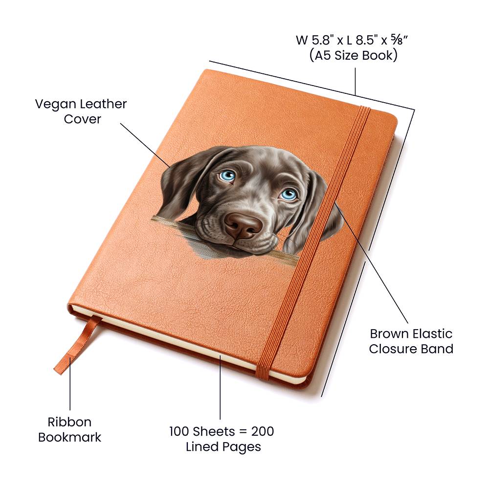 Weimaraner Peeking - Vegan Leather Journal