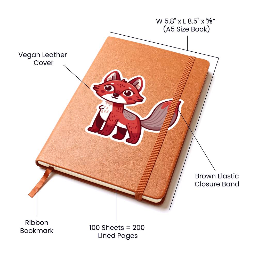 Cute Red Wolf sticker 142 - Vegan Leather Journal