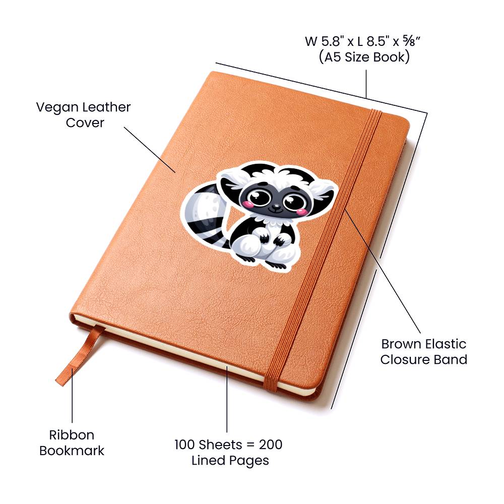 Cute Sifaka sticker 166 - Vegan Leather Journal