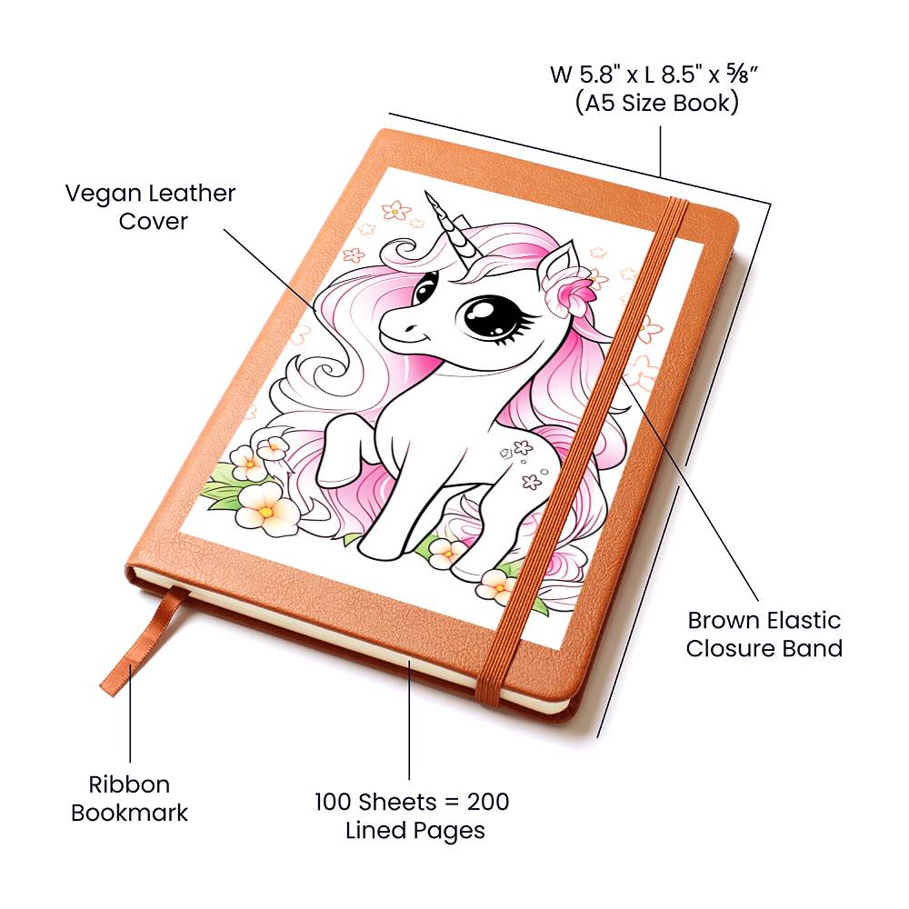 Cute Unicorn 103 - Vegan Leather Journal