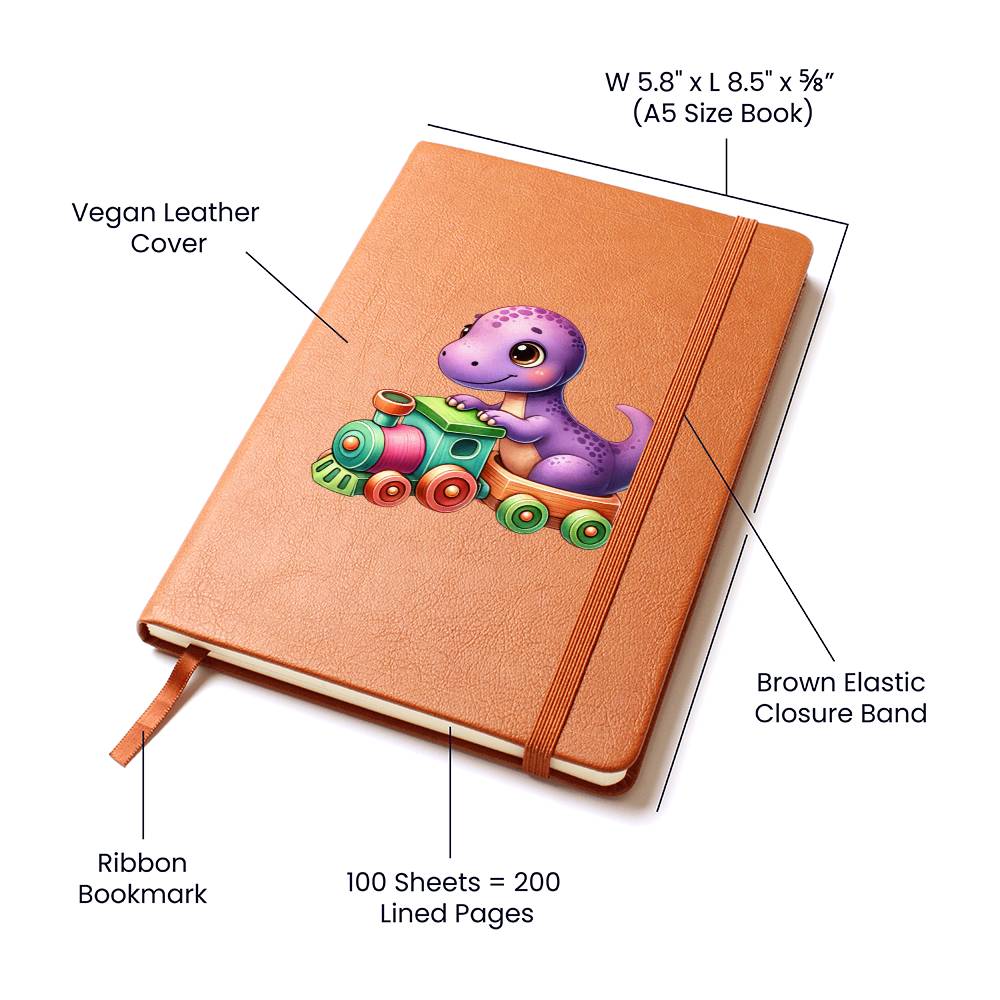 Colorful Baby Dinosaur 101 - Vegan Leather Journal
