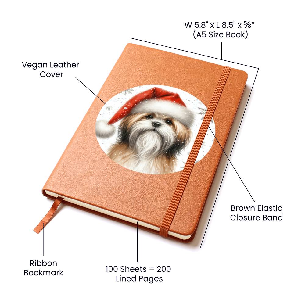 Christmas Dog - Lhasa Apso - Vegan Leather Journal