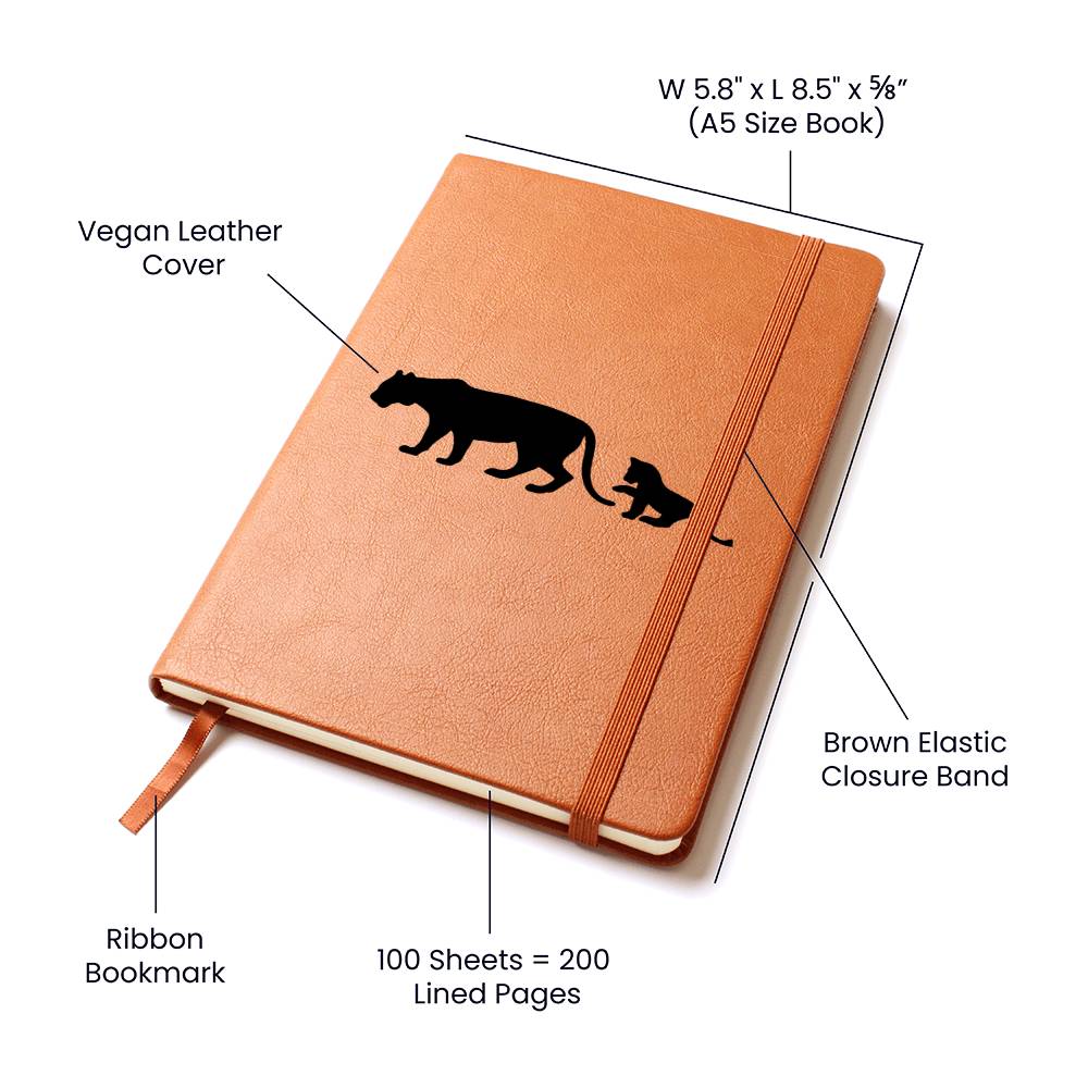 Mama Lioness With 1 Cub - Vegan Leather Journal