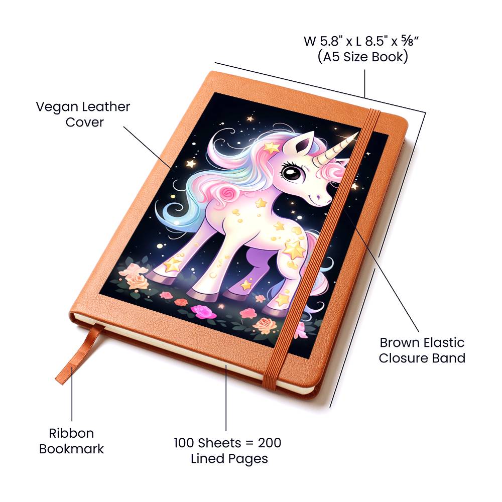 Cute Unicorn 062 - Vegan Leather Journal