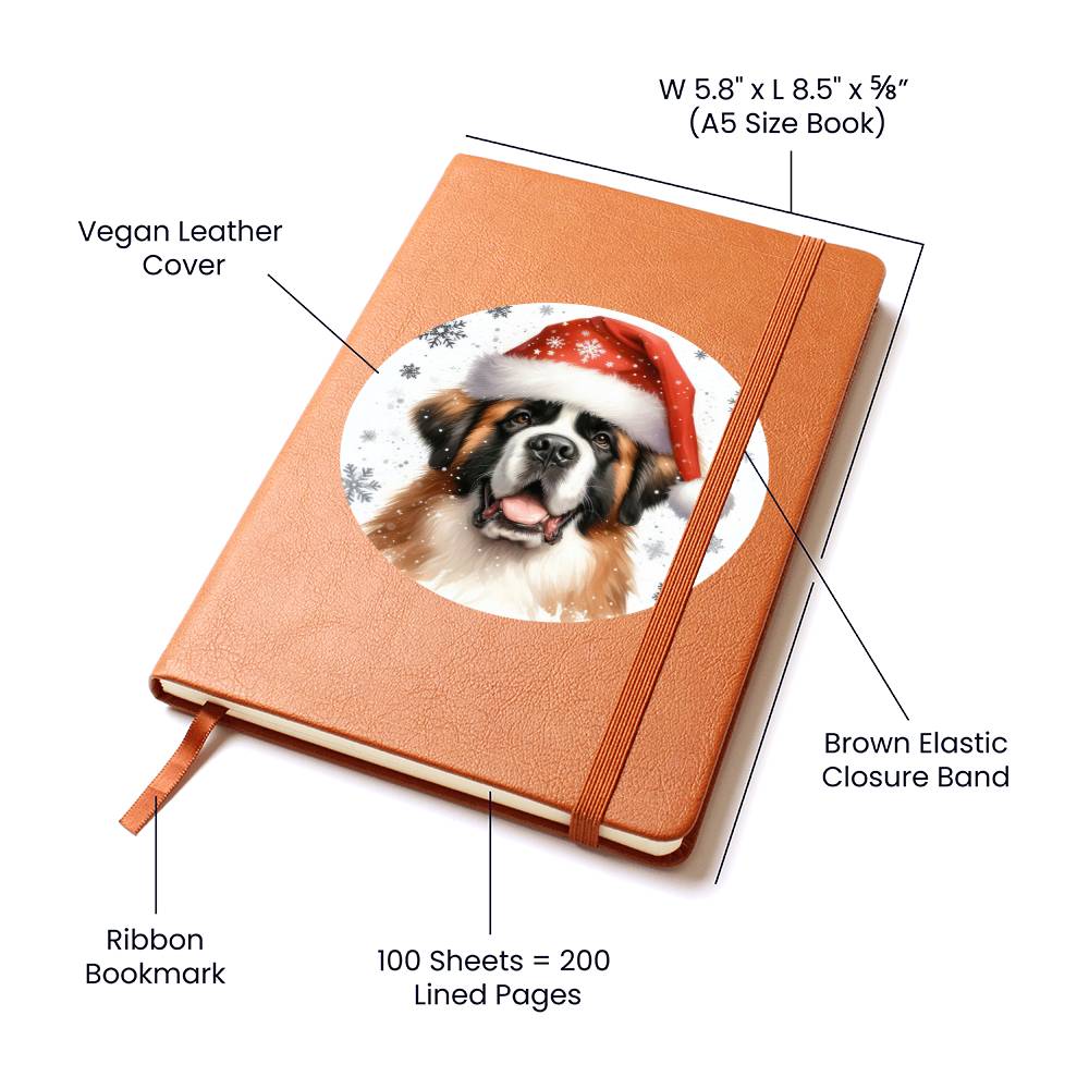 Christmas Dog - St. Bernard - Vegan Leather Journal