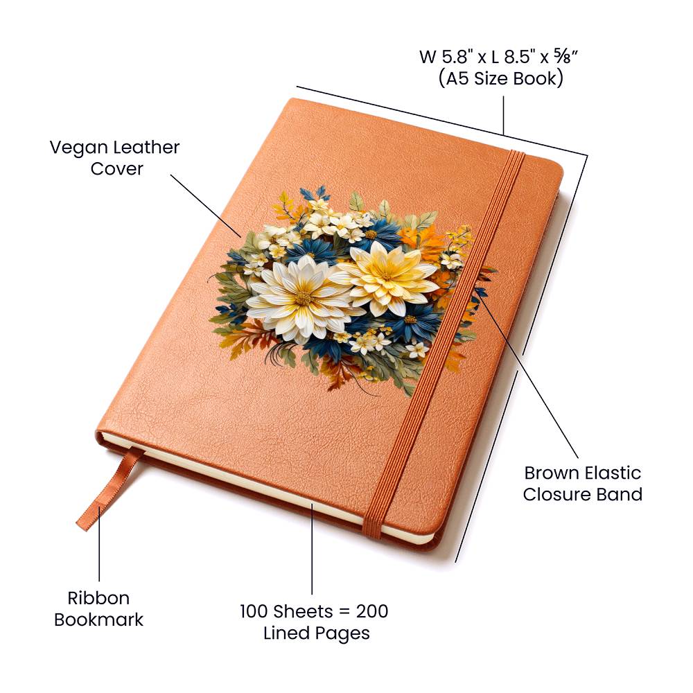 Floral Flower Wreath 042 - Vegan Leather Journal