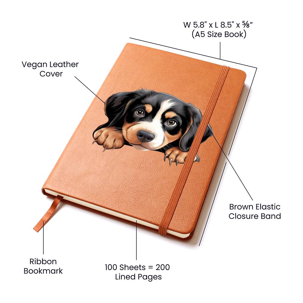 Entlebucher Mountain Dog Peeking - Vegan Leather Journal