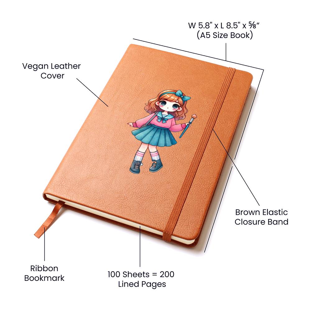 Cute Back to School Sticker 025 - Vegan Leather Journal